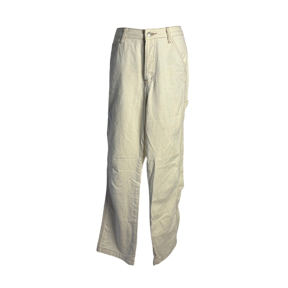 S.O.N.G. | Carpenter 90s Boyfriend Jeans Cream Denim Utility Pants | Size 7/28